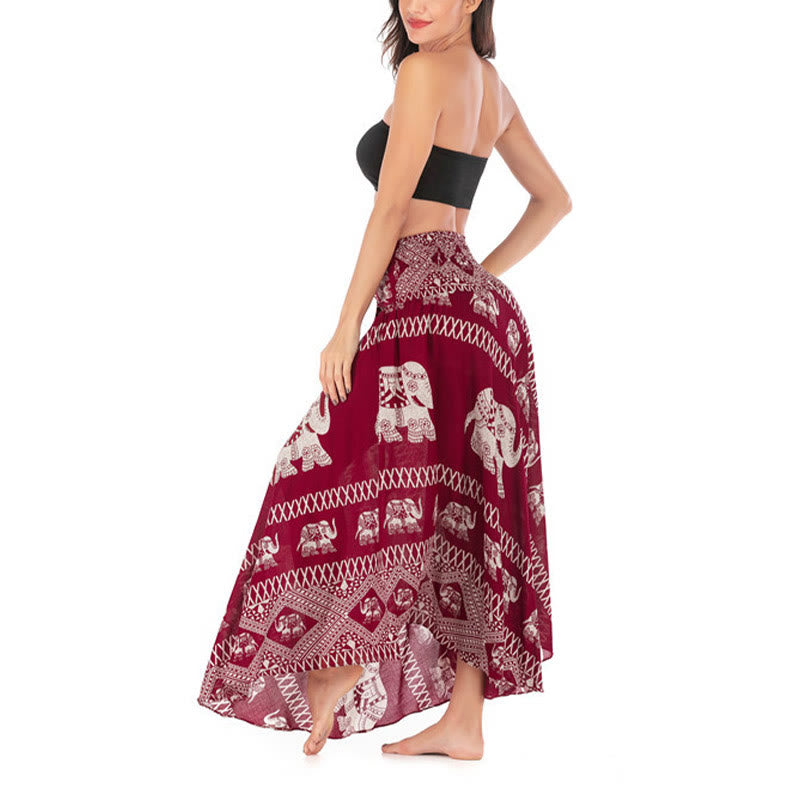 Robe jupe à lacets style Buddha Stones d'été à deux styles avec des lignes d'éléphant