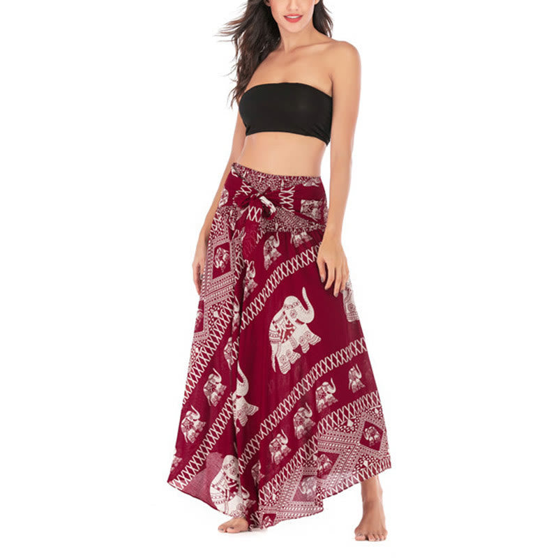 Robe jupe à lacets style Buddha Stones d'été à deux styles avec des lignes d'éléphant