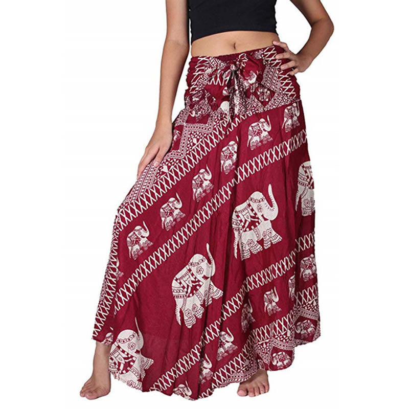 Robe jupe à lacets style Buddha Stones d'été à deux styles avec des lignes d'éléphant