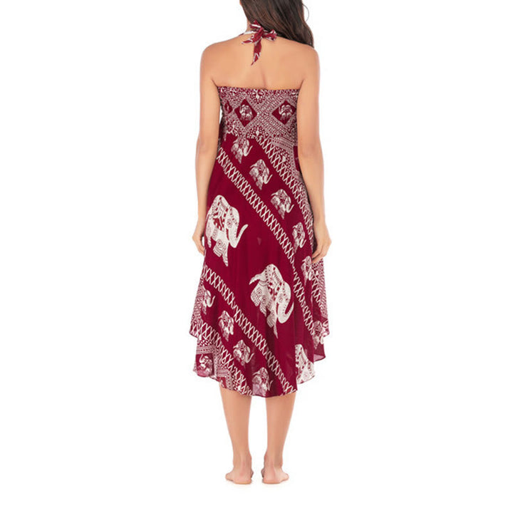 Robe jupe à lacets style Buddha Stones d'été à deux styles avec des lignes d'éléphant