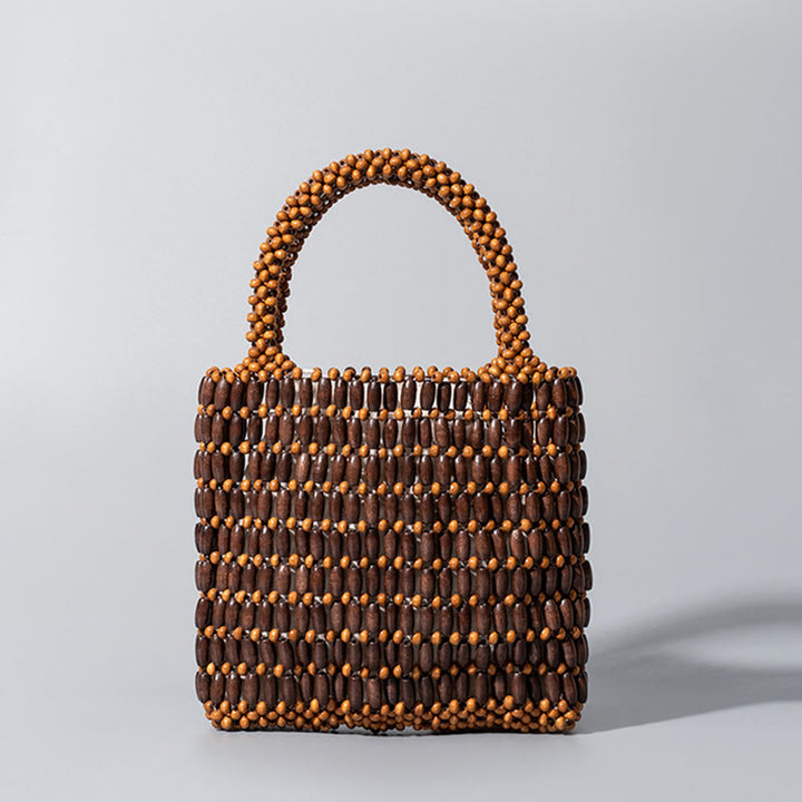 Sac à main en perles de bois tissées à la main Buddha Stones