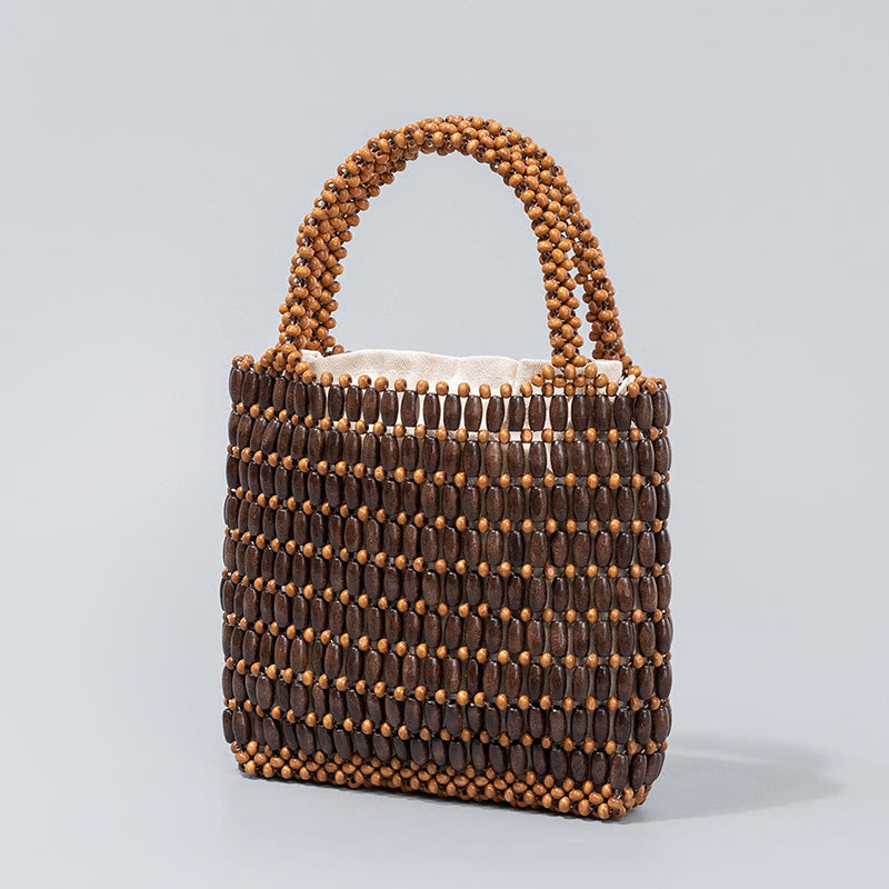 Sac à main en perles de bois tissées à la main Buddha Stones