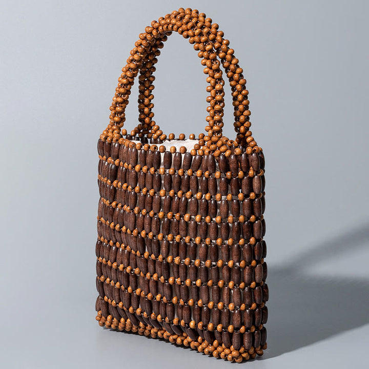 Sac à main en perles de bois tissées à la main Buddha Stones