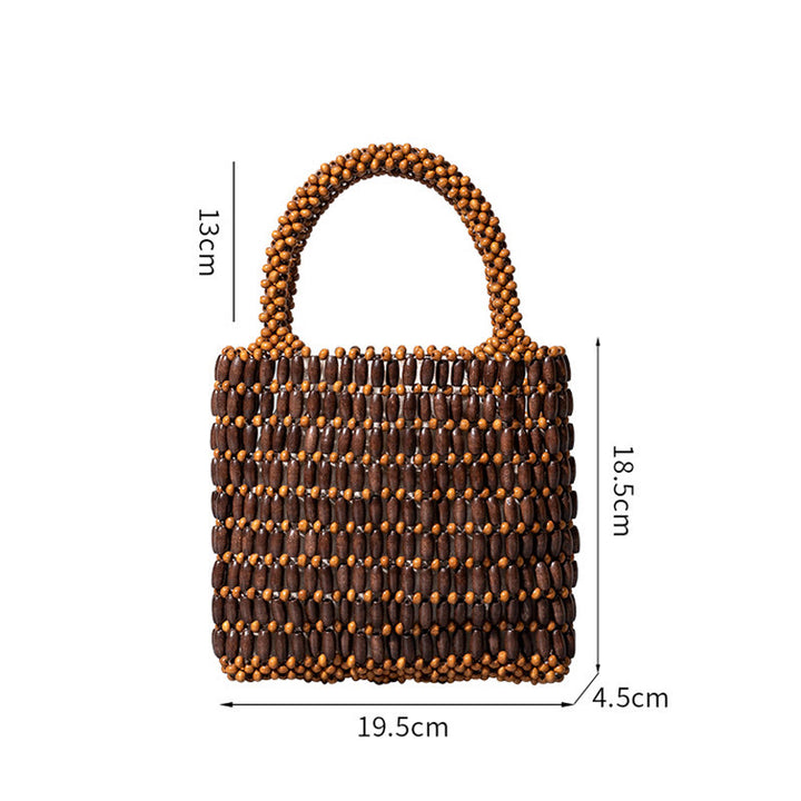 Sac à main en perles de bois tissées à la main Buddha Stones