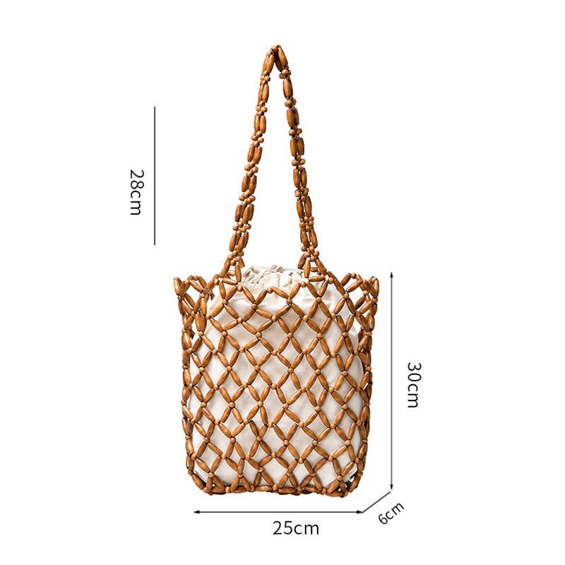 Sac à main en perles de bois tissées à la main Buddha Stones