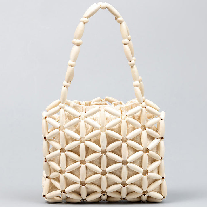 Sac à main en mini perles en bois tissées à la main Buddha Stones