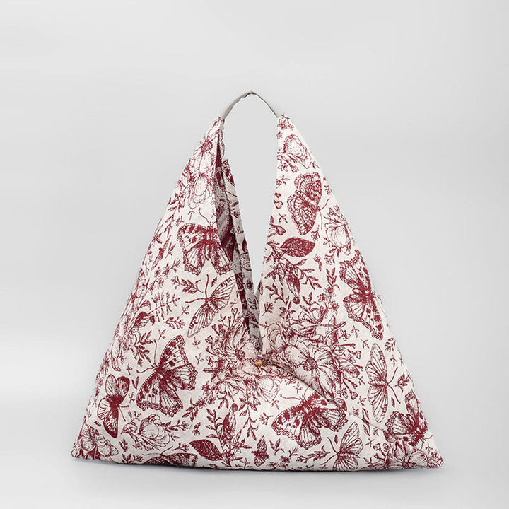 Sac à bandoulière triangulaire à imprimé géométrique avec Buddha Stones, fleurs, lettres, papillons