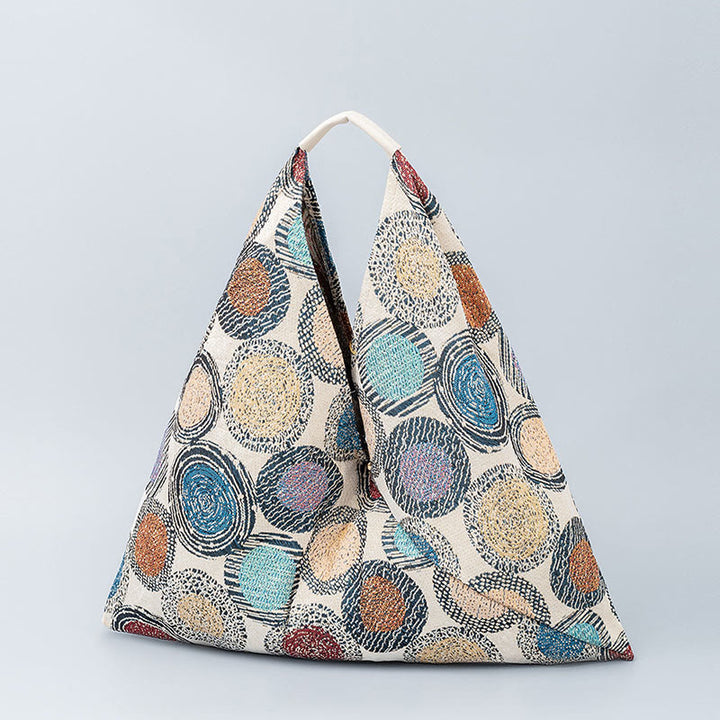 Sac à bandoulière triangulaire à imprimé léopard et rayures avec Buddha Stones et géométrie