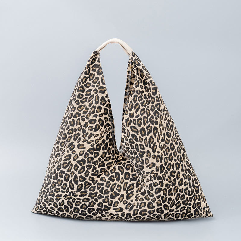 Sac à bandoulière triangulaire à imprimé léopard et rayures avec Buddha Stones et géométrie