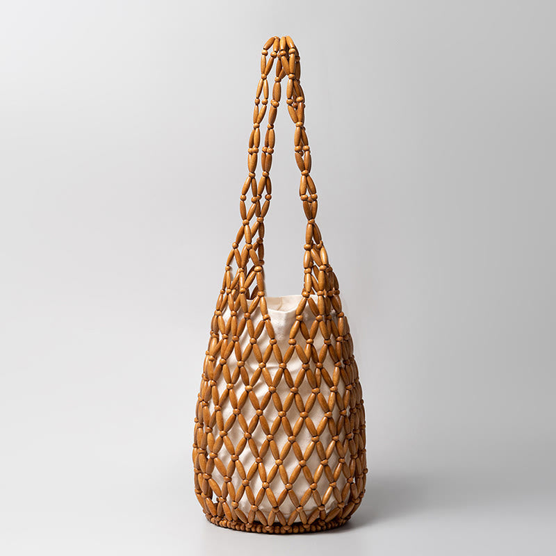 Sac à main en perles de bois tissées à la main Buddha Stones