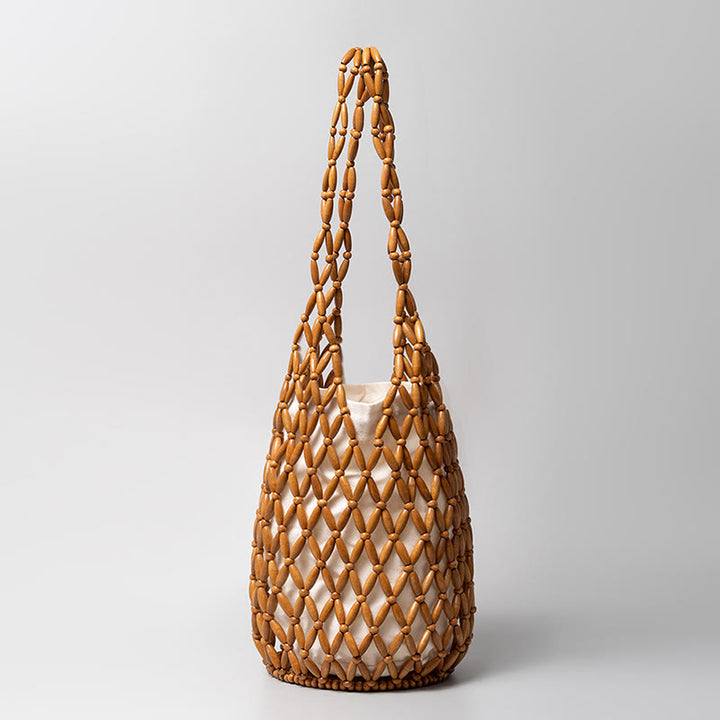 Sac à main en perles de bois tissées à la main Buddha Stones