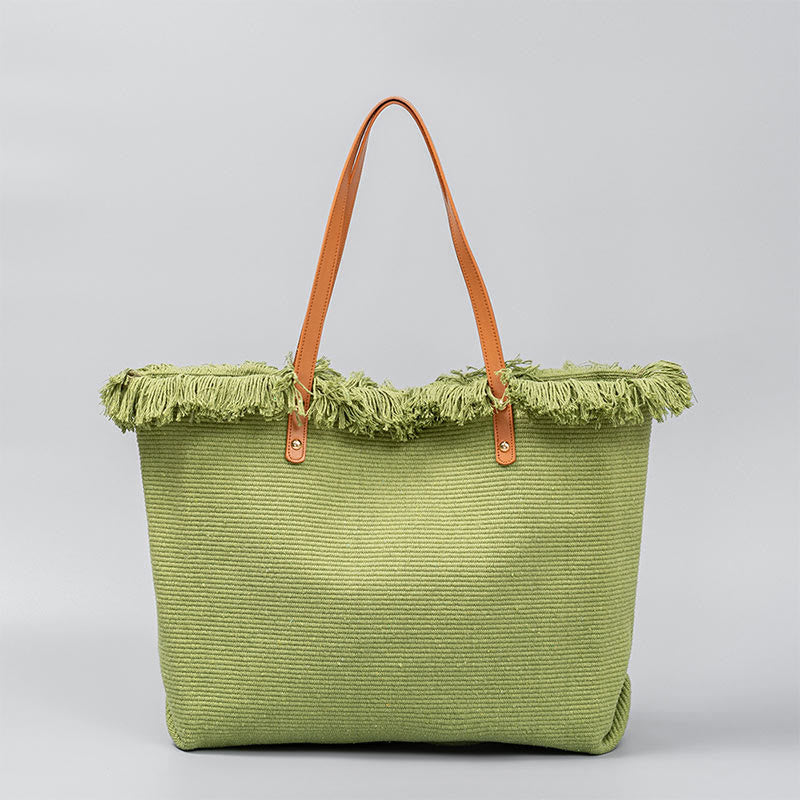 Sac fourre-tout en toile à pompon de grande capacité Buddha Stones