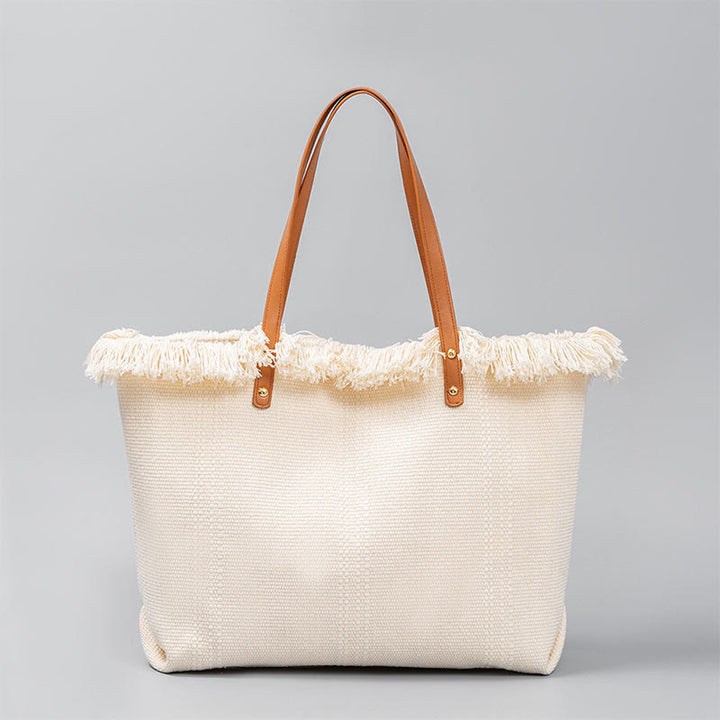 Sac fourre-tout en toile à pompon de grande capacité Buddha Stones
