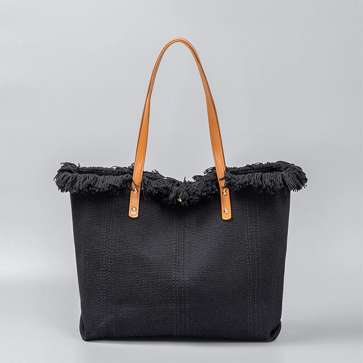 Sac fourre-tout en toile à pompon de grande capacité Buddha Stones