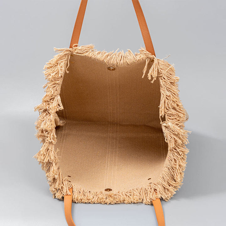 Sac fourre-tout en toile à pompon de grande capacité Buddha Stones