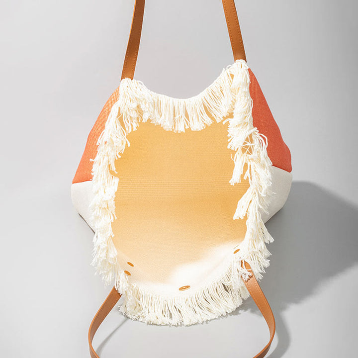 Sac fourre-tout en toile à pompon avec Buddha Stones et attrape-rêves de grande capacité
