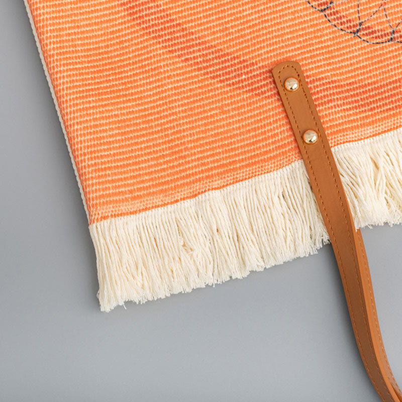 Sac fourre-tout en toile à pompon avec Buddha Stones et attrape-rêves de grande capacité