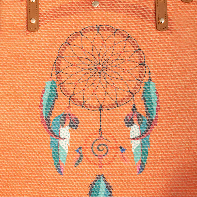 Sac fourre-tout en toile à pompon avec Buddha Stones et attrape-rêves de grande capacité