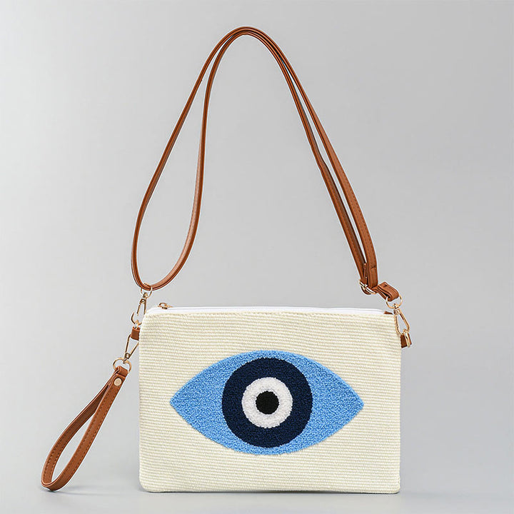 Sac à bandoulière en toile avec Buddha Stones et mauvais œil, sac à main