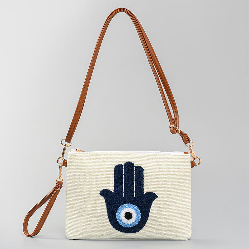 Sac à bandoulière en toile avec Buddha Stones et mauvais œil, sac à main