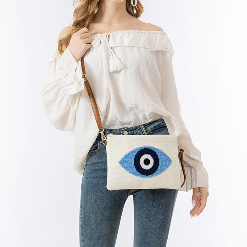 Sac à bandoulière en toile avec Buddha Stones et mauvais œil, sac à main