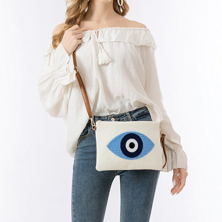 Sac à bandoulière en toile avec Buddha Stones et mauvais œil, sac à main