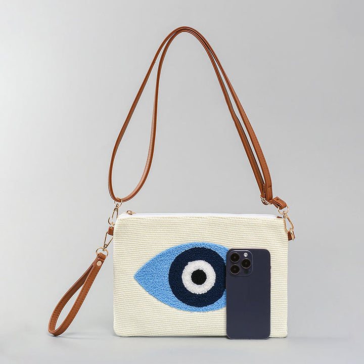 Sac à bandoulière en toile avec Buddha Stones et mauvais œil, sac à main