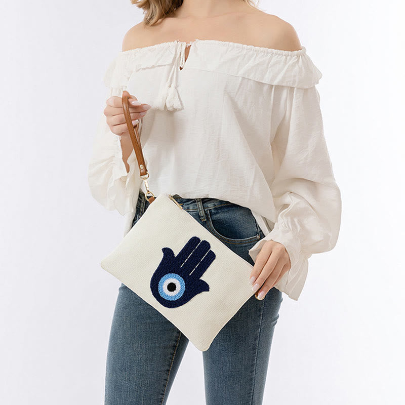 Sac à bandoulière en toile avec Buddha Stones et mauvais œil, sac à main