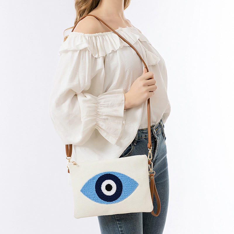 Sac à bandoulière en toile avec Buddha Stones et mauvais œil, sac à main