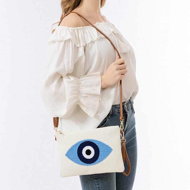 Sac à bandoulière en toile avec Buddha Stones et mauvais œil, sac à main