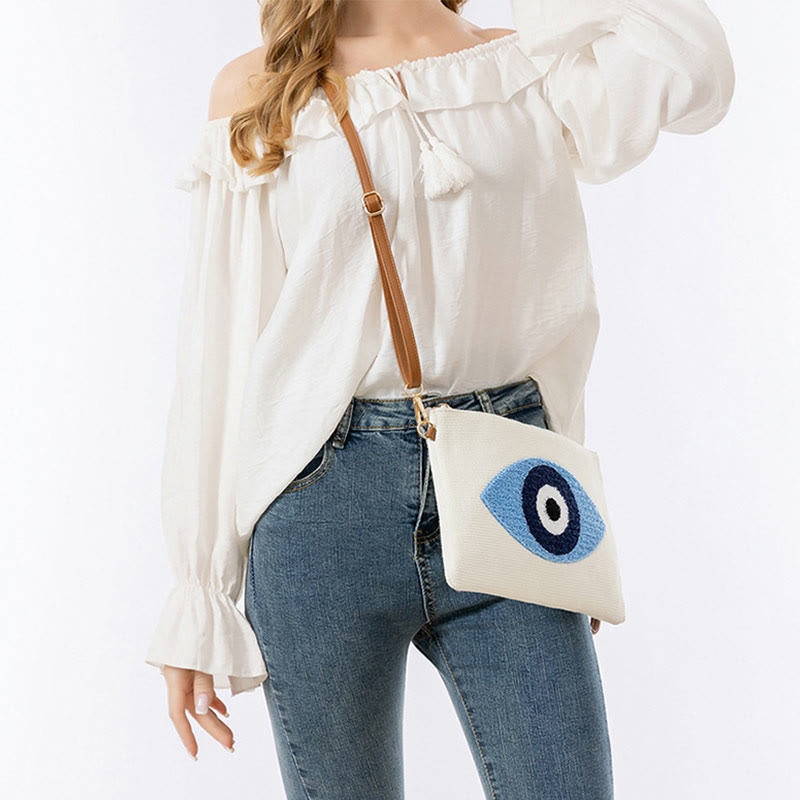 Sac à bandoulière en toile avec Buddha Stones et mauvais œil, sac à main