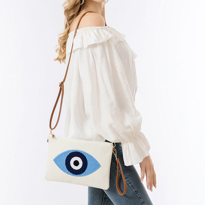 Sac à bandoulière en toile avec Buddha Stones et mauvais œil, sac à main