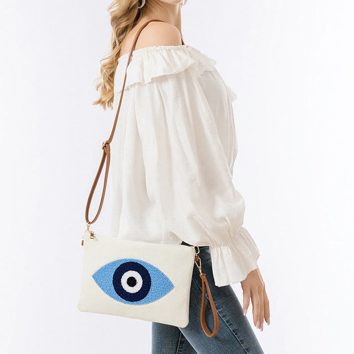 Sac à bandoulière en toile avec Buddha Stones et mauvais œil, sac à main
