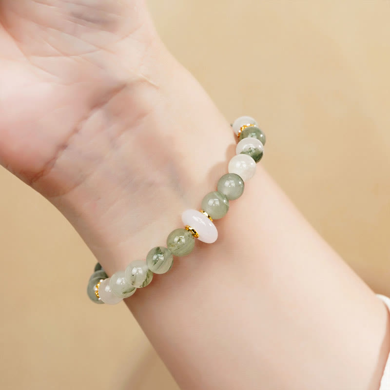 Bracelet porte-bonheur en jade calcédoine naturelle de Tianshan Buddha Stones
