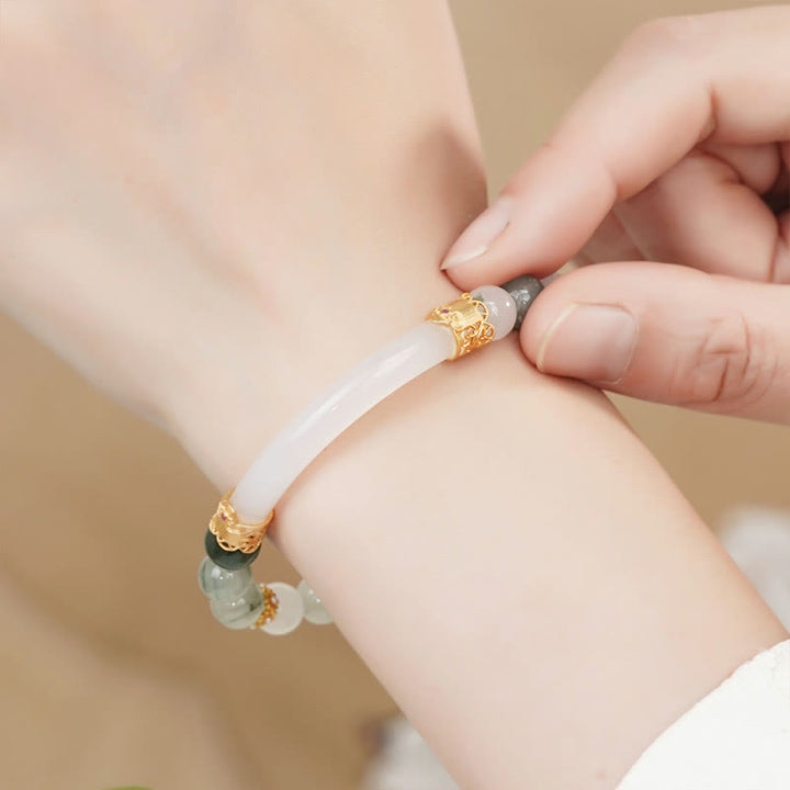 Bracelet porte-bonheur en jade calcédoine naturelle de Tianshan Buddha Stones
