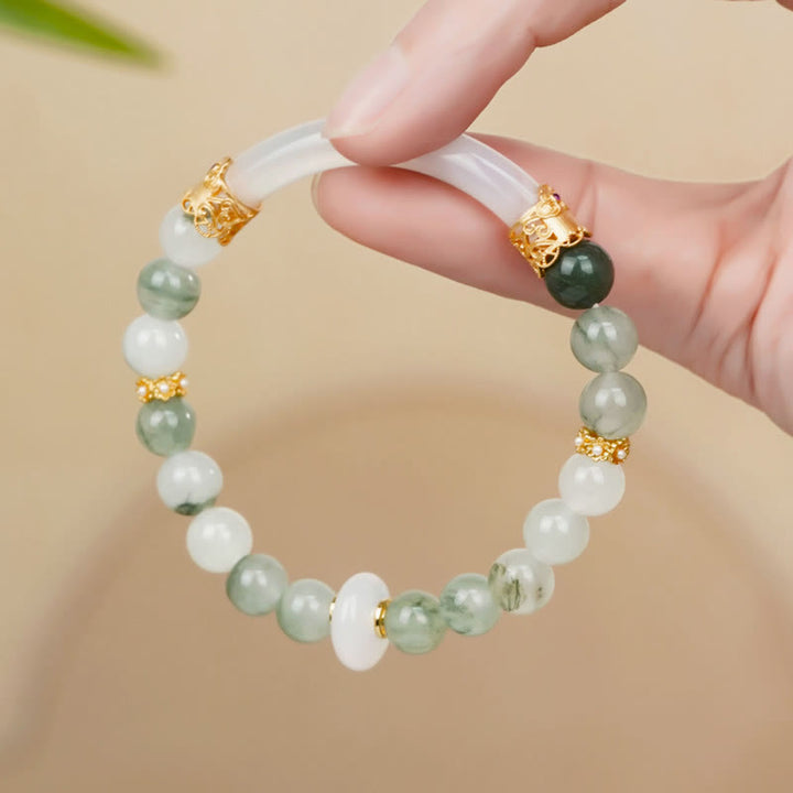 Bracelet porte-bonheur en jade calcédoine naturelle de Tianshan Buddha Stones
