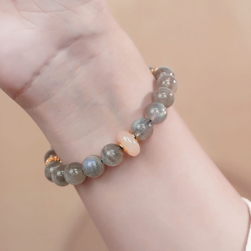Bracelet de guérison en pierre de lune naturelle et agate grise Buddha Stones - image 1