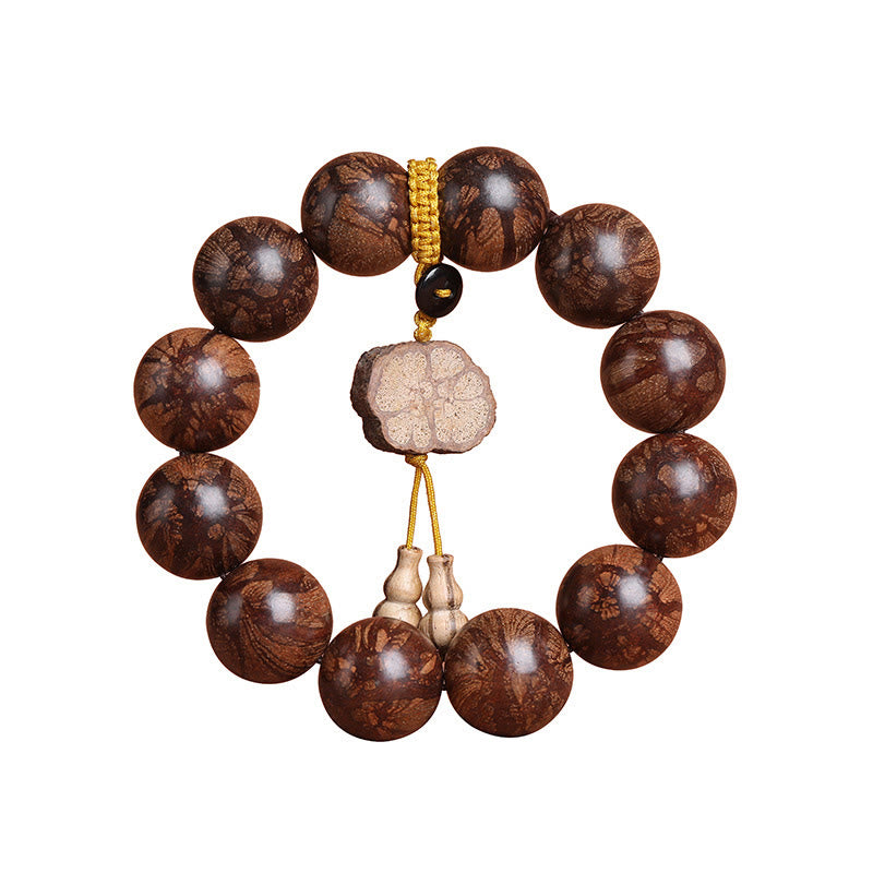 Bracelet de paix intérieure en bois de fleur de prunier et Buddha Stones