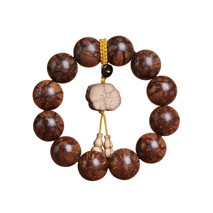 Bracelet de paix intérieure en bois de fleur de prunier et Buddha Stones