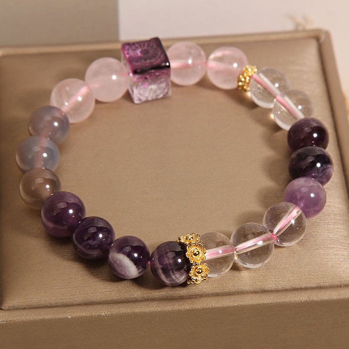 Bracelet de paix intérieure et de guérison en cristal rose améthyste naturelle de Buddha Stones