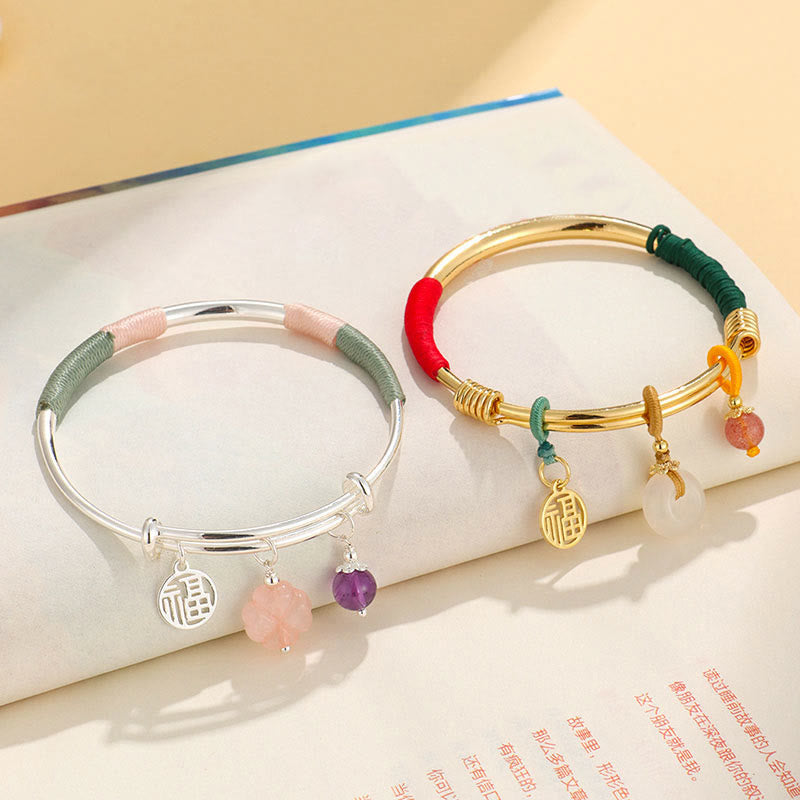 Bracelet jonc avec boucle de paix en cristal rose et Buddha Stones - image 14