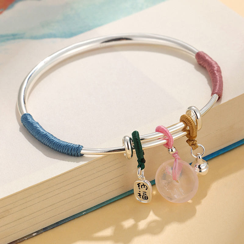 Bracelet jonc avec boucle de paix en cristal rose et Buddha Stones - Boucle de ceinture Peace en cristal rose (Diamètre intérieur : 56-60 mm) - image 7