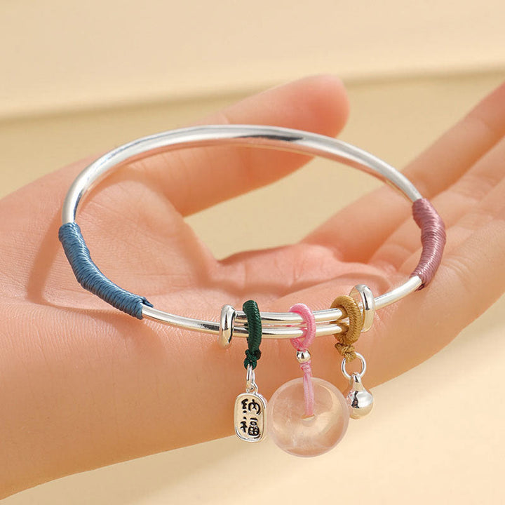 Bracelet jonc avec boucle de paix en cristal rose et Buddha Stones - image 10