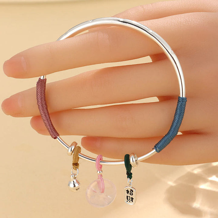 Bracelet jonc avec boucle de paix en cristal rose et Buddha Stones - image 9