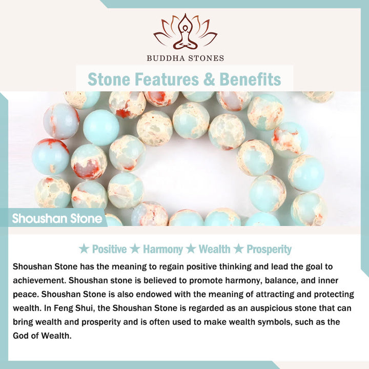 Bracelet de richesse en perles de pierre de Shoushan Buddha Stones