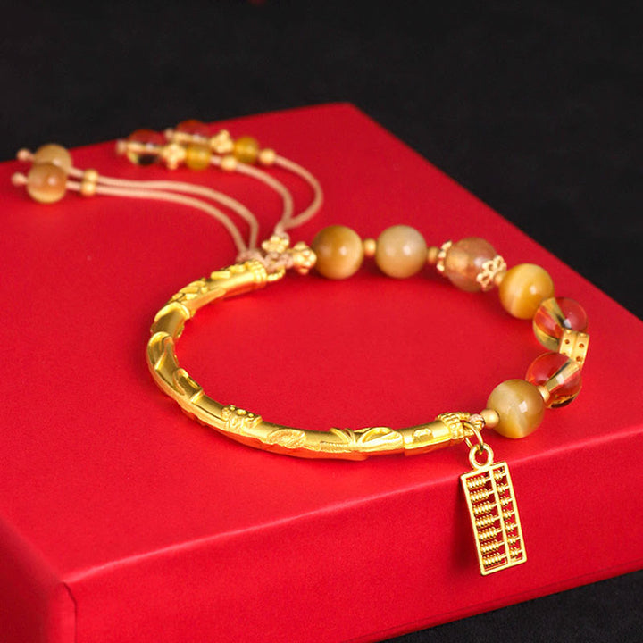 Bracelet de protection avec breloque en abaque et citrine œil de tigre naturel et Buddha Stones