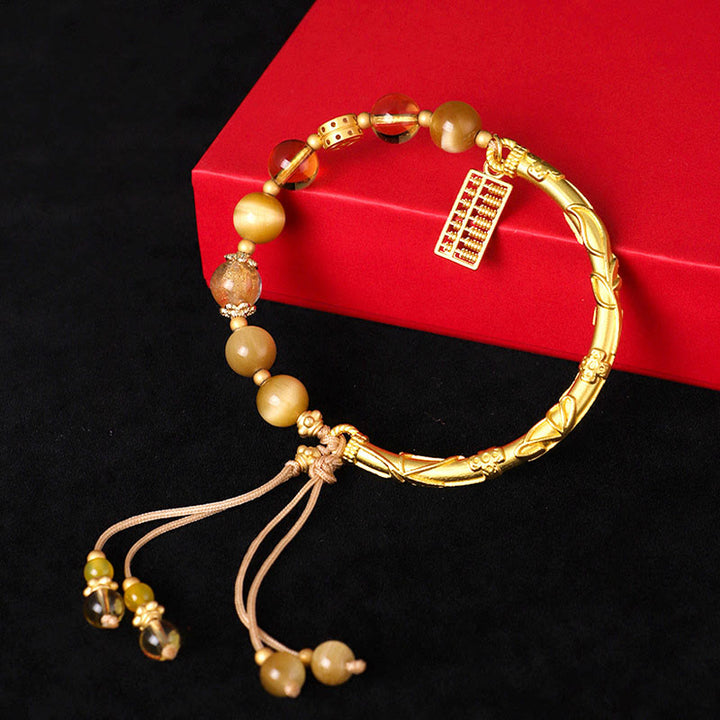 Bracelet de protection avec breloque en abaque et citrine œil de tigre naturel et Buddha Stones