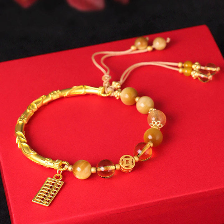 Bracelet de protection avec breloque en abaque et citrine œil de tigre naturel et Buddha Stones