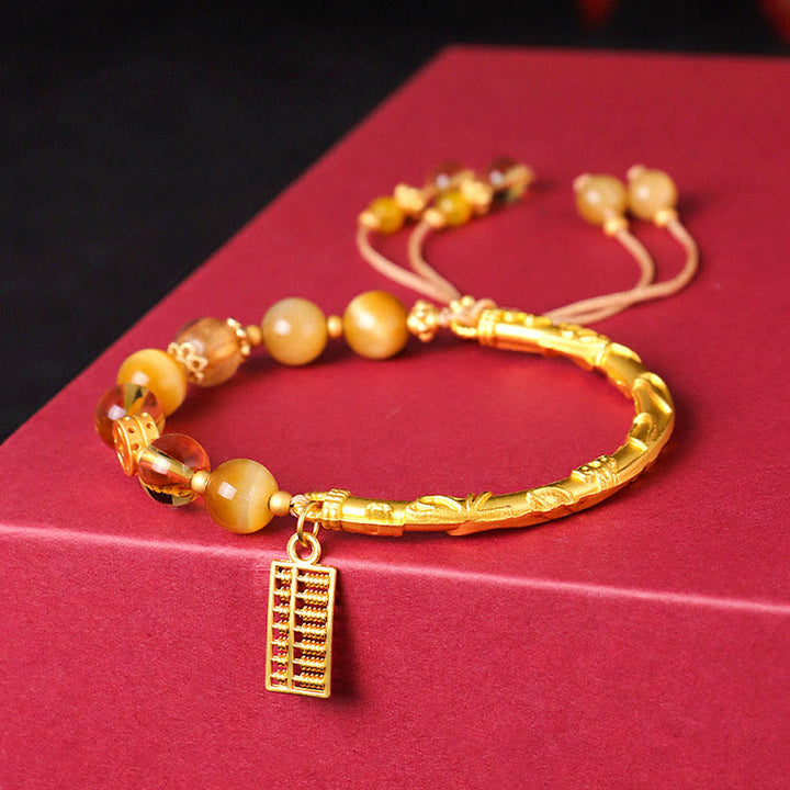 Bracelet de protection avec breloque en abaque et citrine œil de tigre naturel et Buddha Stones