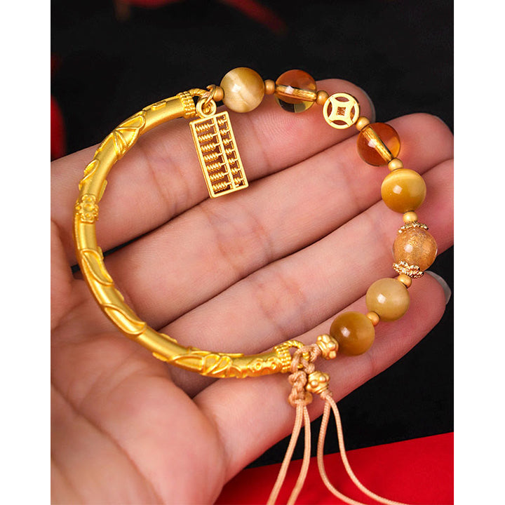 Bracelet de protection avec breloque en abaque et citrine œil de tigre naturel et Buddha Stones